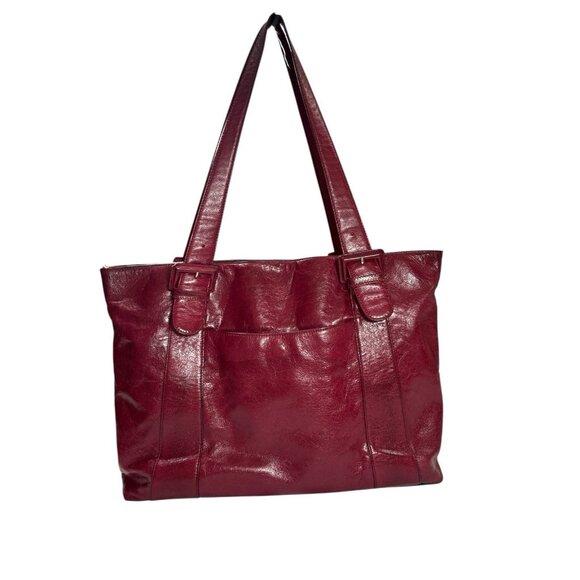 HOBO International Red Leather Dual Strap Zip Shoulder Tote Bag - Picture 2 of 12